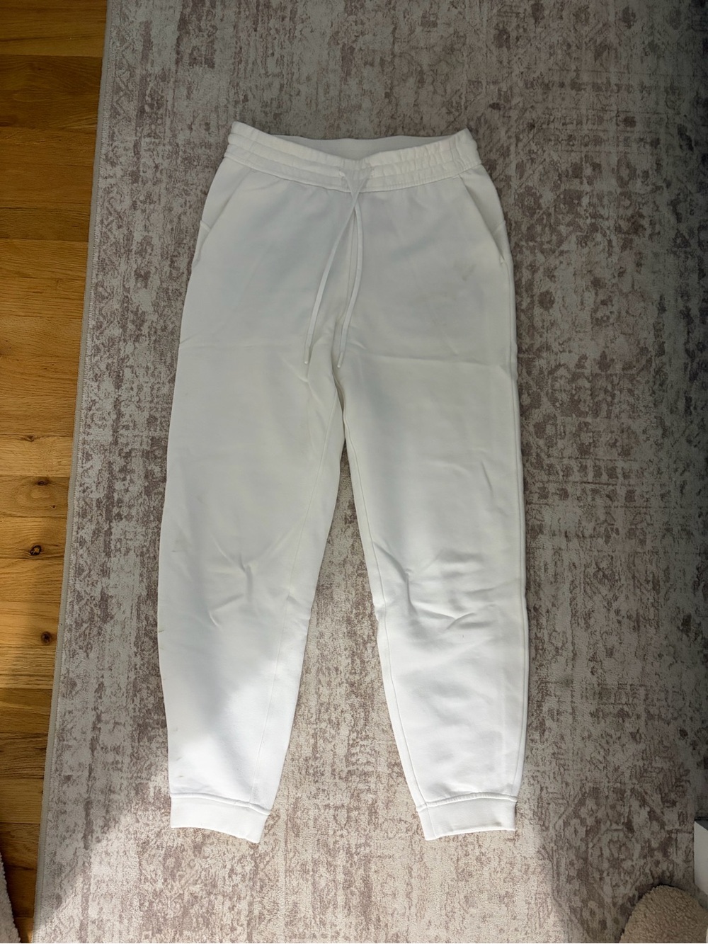 Lululemon White Jogger Sweatpants with Drawstring Waist